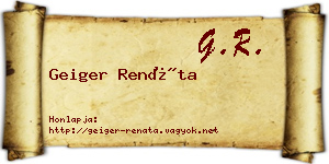 Geiger Renáta névjegykártya